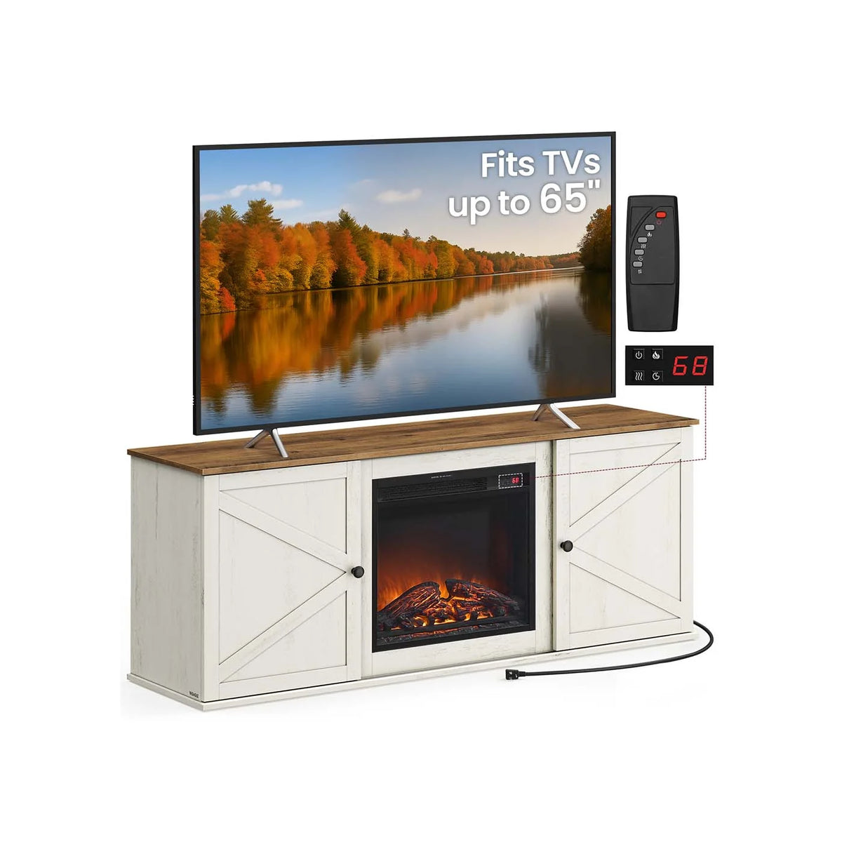 Farmhouse TV Stand With Sliding Barn Doors And Storage Cabinets - product photo 12
