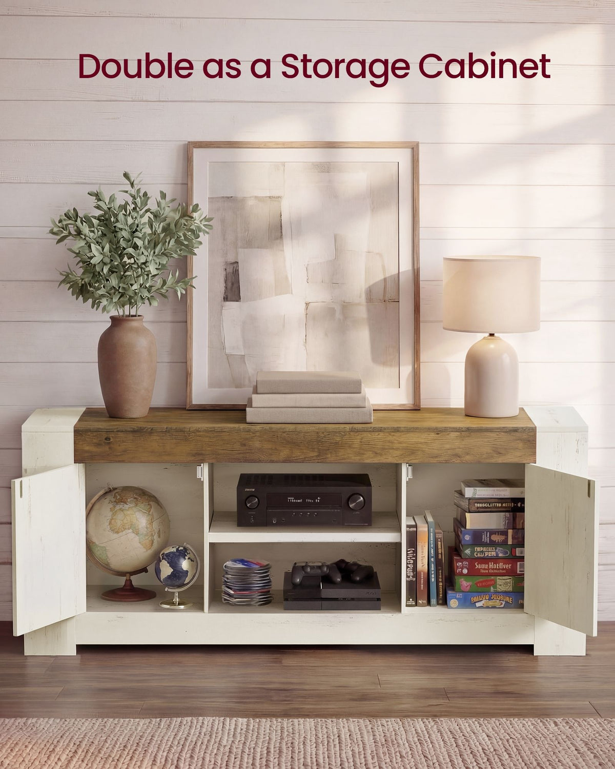 Farmhouse TV Stand With Storage Cabinets, 58 Or 70 Inch Media Console - product photo 06