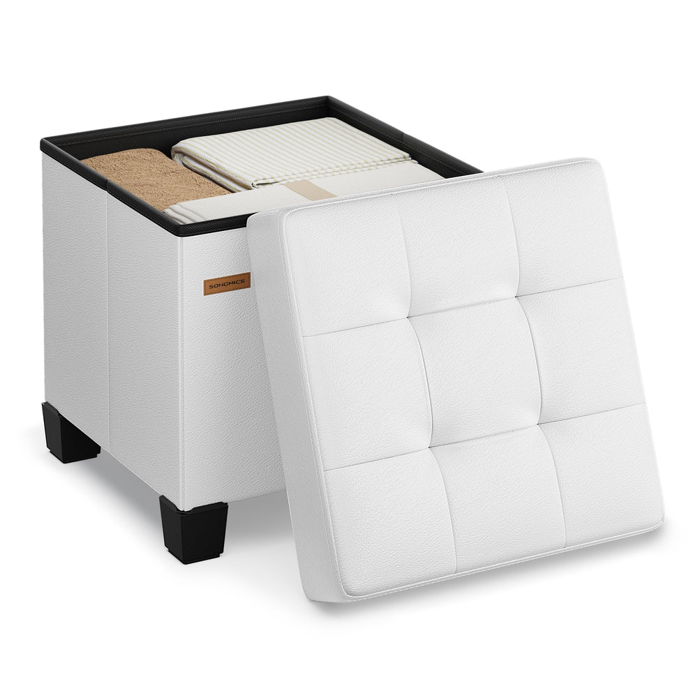 Faux Leather Cube Storage Ottoman With Legs - product photo 13