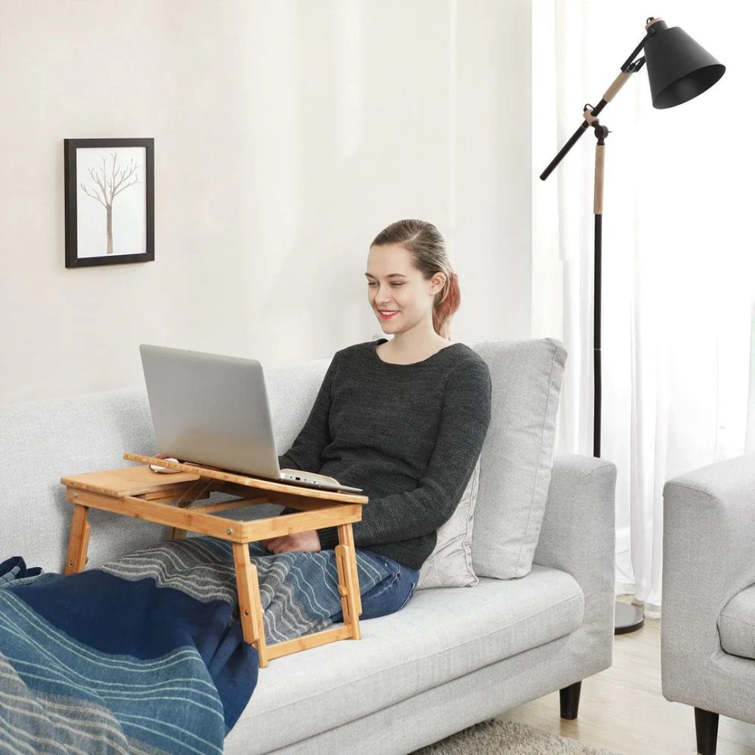 Bamboo Laptop Bed Desk With Tilting Top & Adjustable Height – product view 4 | Ridgefield Furniture