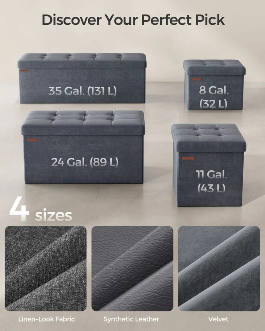 30/43 Inch Storage Ottoman Bench With Flip Lid & Storage Boxes – product view 16 | Ridgefield Furniture
