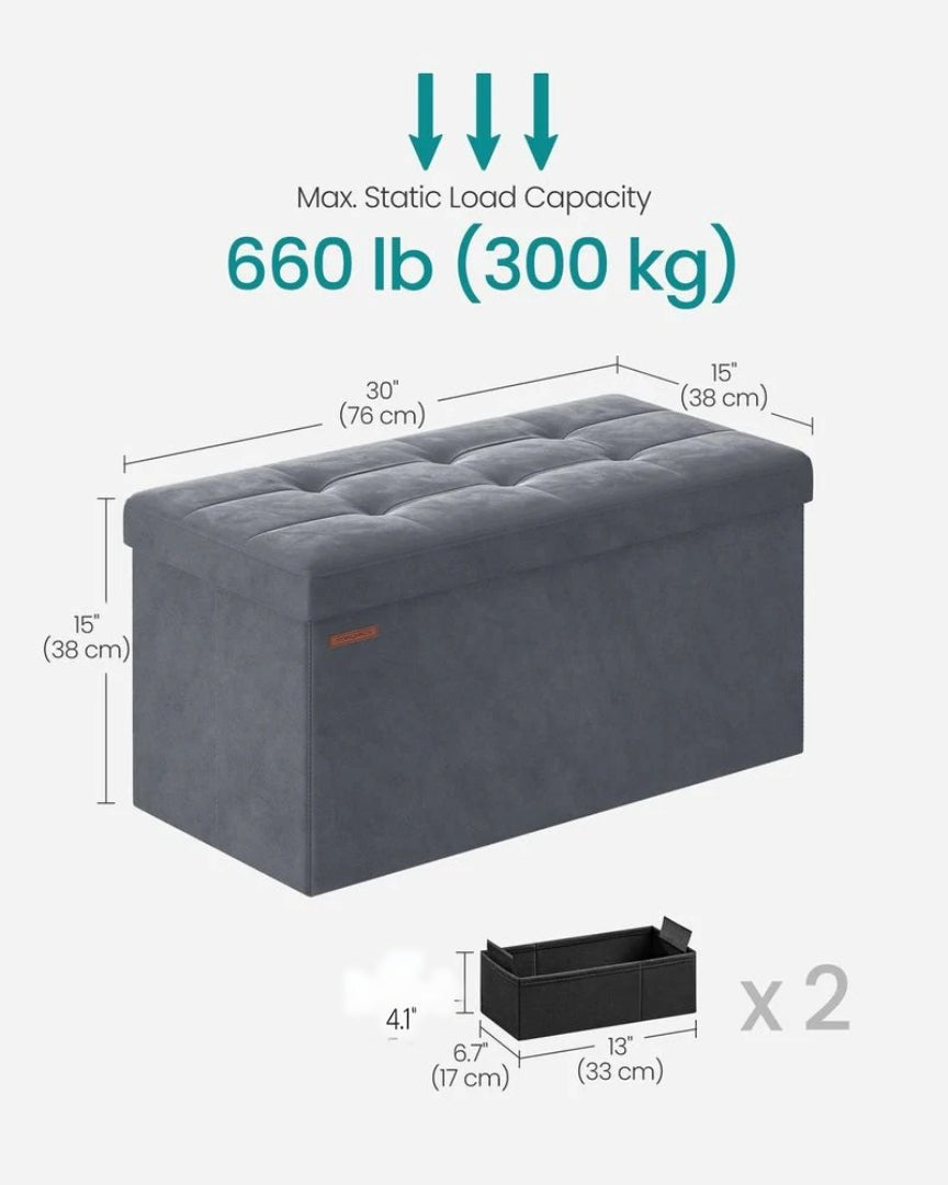 30/43 Inch Storage Ottoman Bench With Flip Lid & Storage Boxes – product view 19 | Ridgefield Furniture