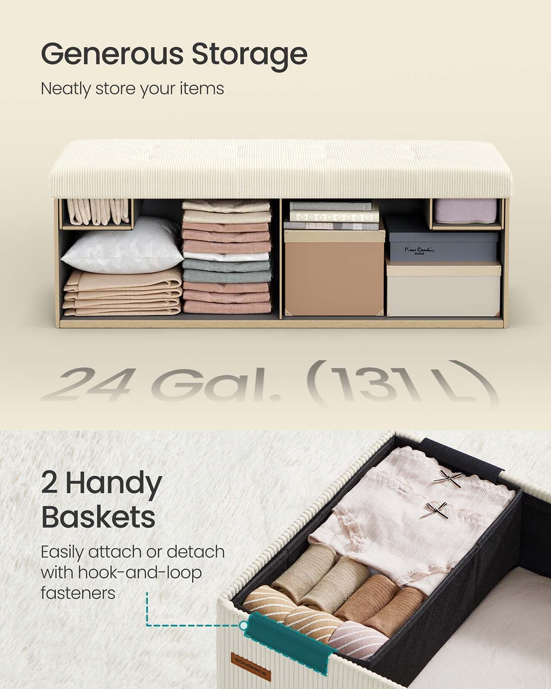Foldable Storage Ottoman Bench With Foot Rest And Hidden Storage - product photo 30