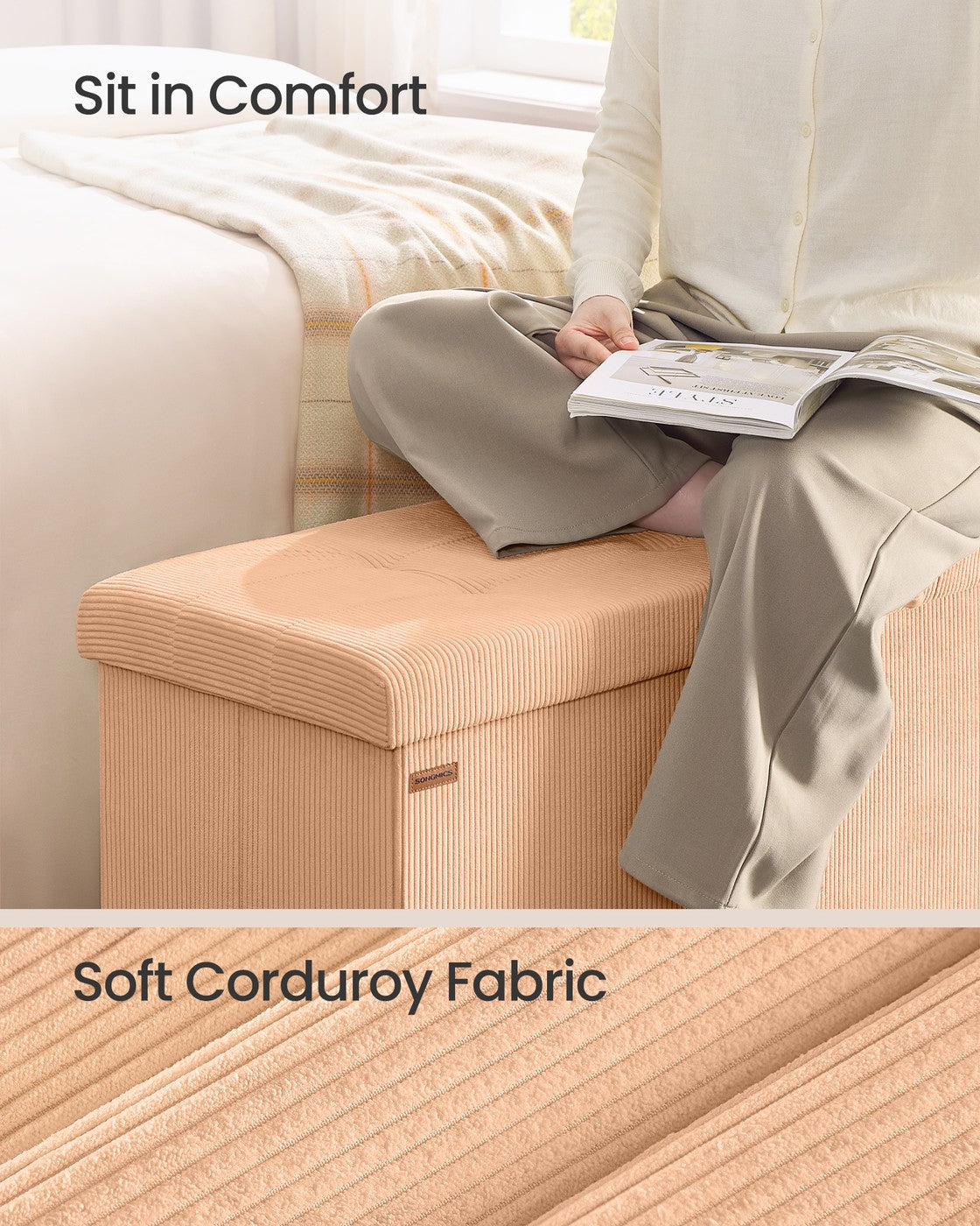 Foldable Storage Ottoman Bench With Foot Rest - product photo 04