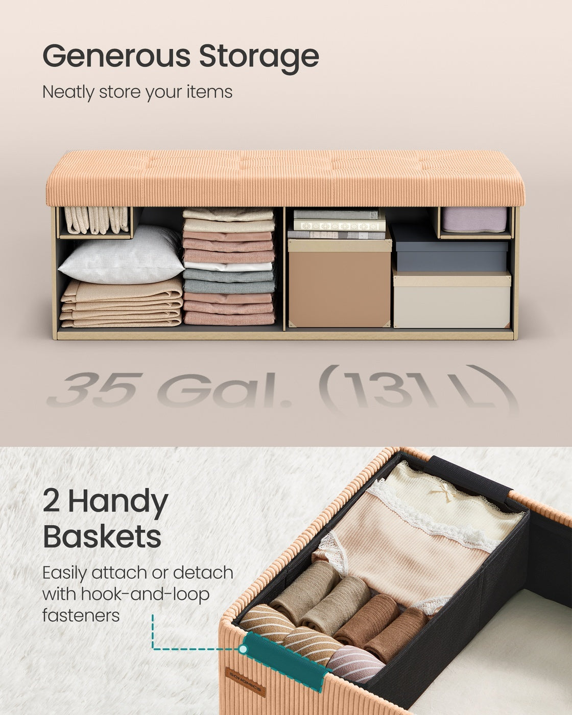 Foldable Storage Ottoman Bench With Foot Rest - product photo 06
