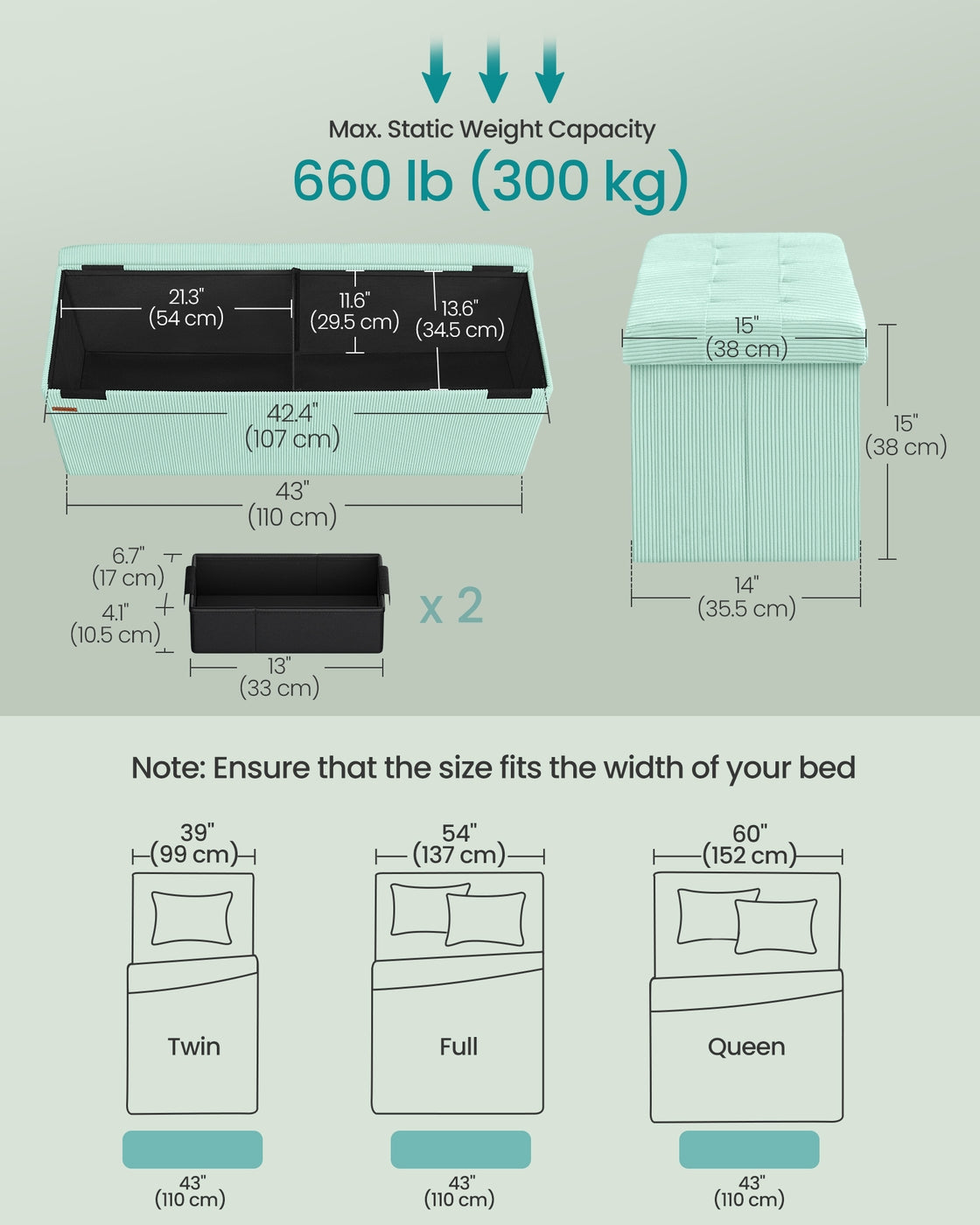 Foldable Storage Ottoman Bench With Foot Rest - product photo 09