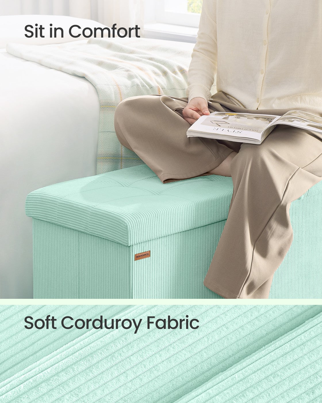 Foldable Storage Ottoman Bench With Foot Rest - product photo 10