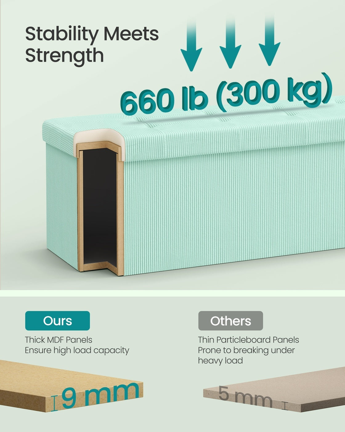 Foldable Storage Ottoman Bench With Foot Rest - product photo 11