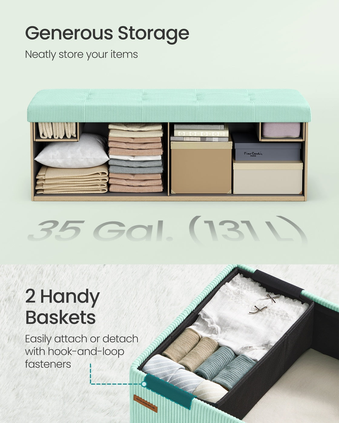 Foldable Storage Ottoman Bench With Foot Rest - product photo 12
