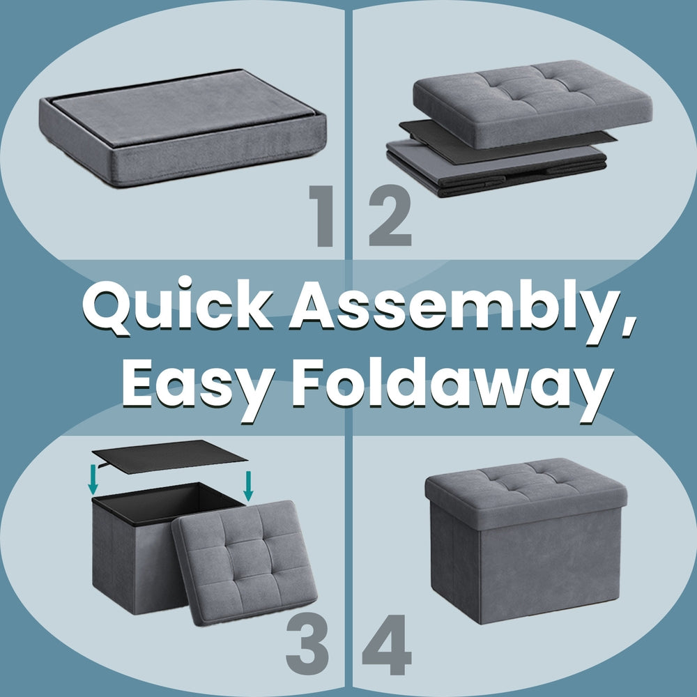 Foldable Storage Ottoman Footrest For Living Room Bedroom And Dorm - product photo 04