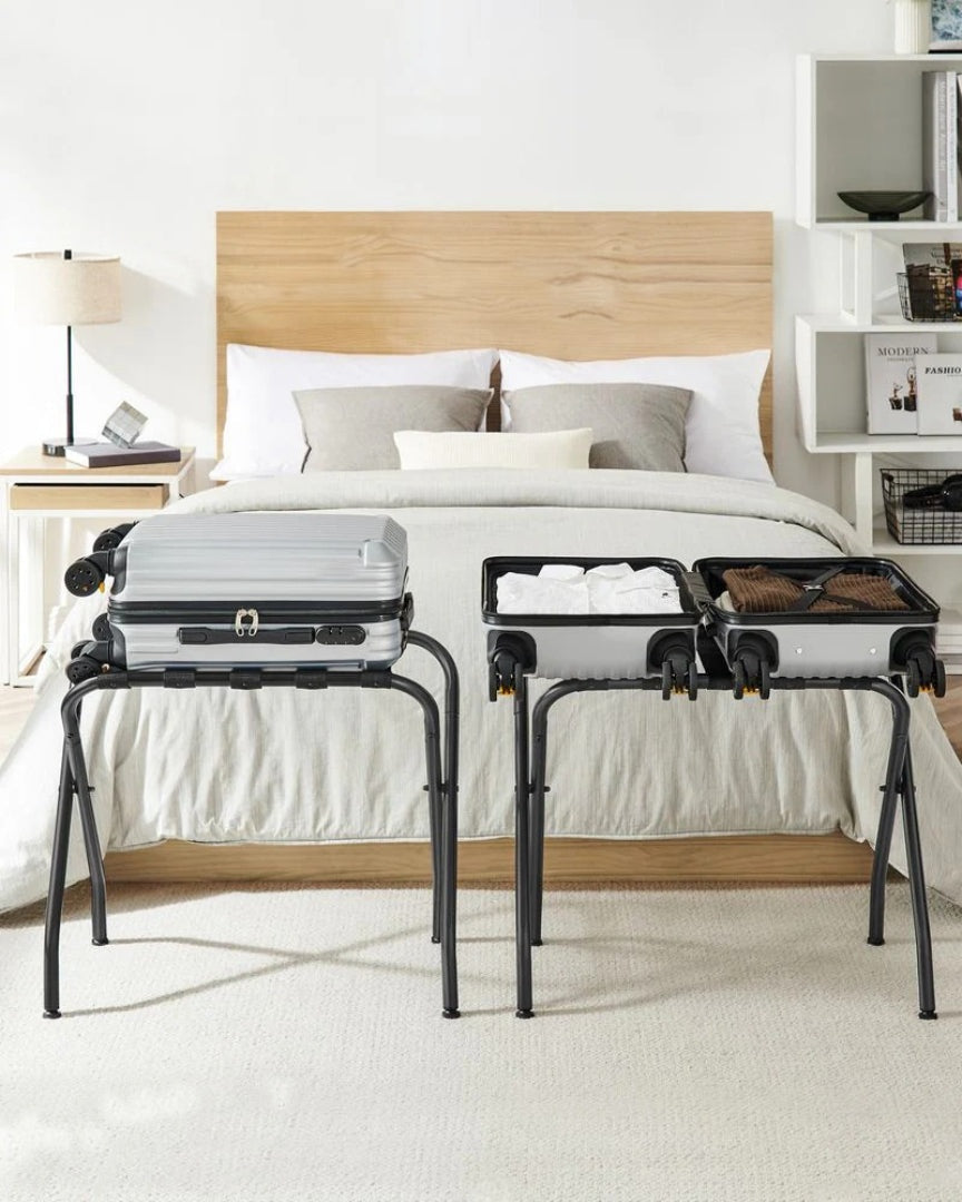 Folding Luggage Rack Steel Suitcase Stand For Guest Room – product view 17 | Ridgefield Furniture