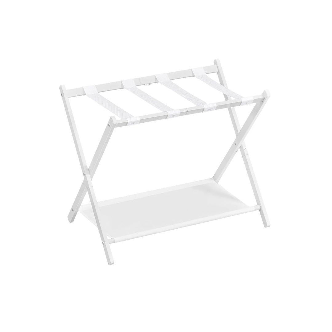 Folding Luggage Rack With Shelf Steel Suitcase Stand – product view 5 | Ridgefield Furniture