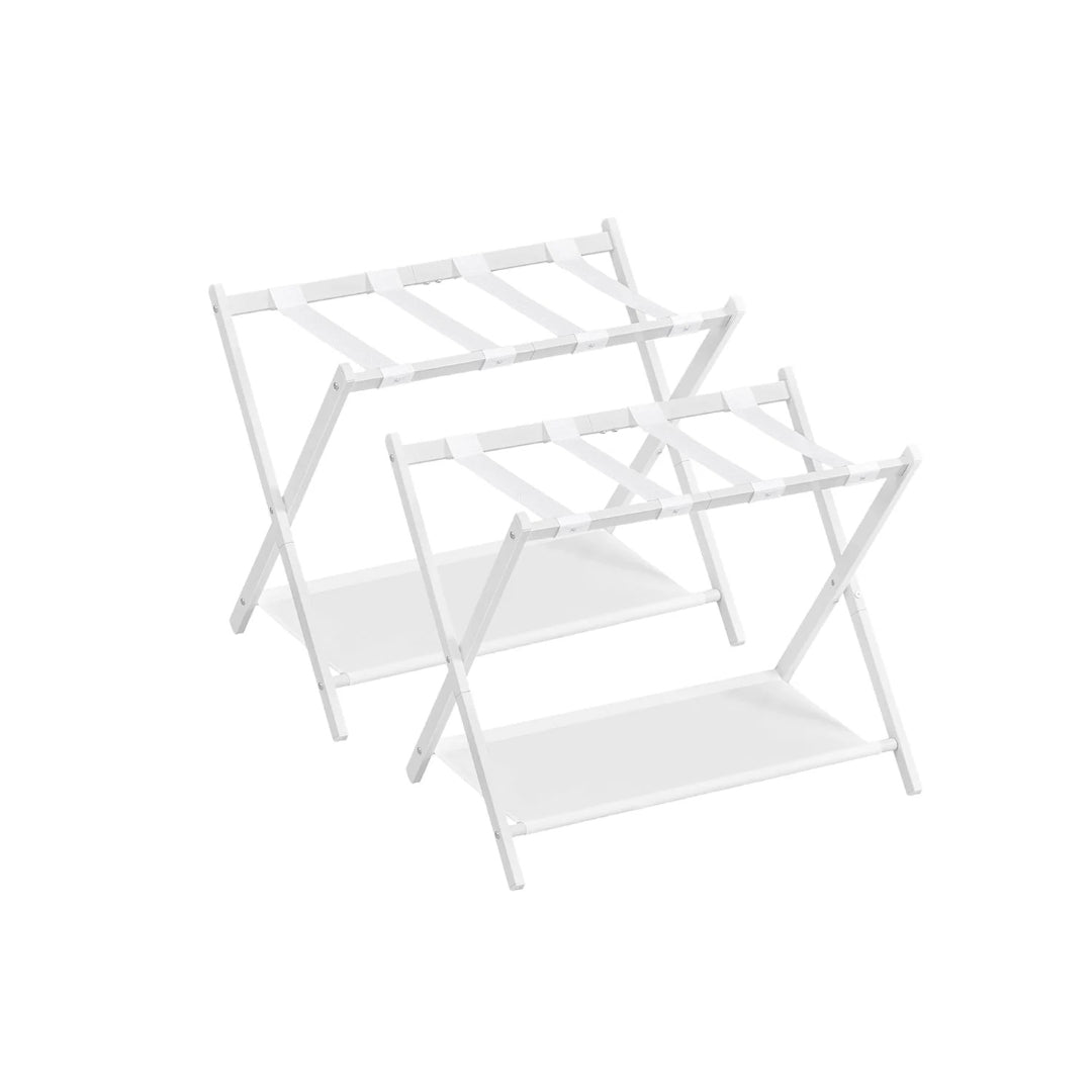 Folding Luggage Rack With Shelf Steel Suitcase Stand – product view 6 | Ridgefield Furniture