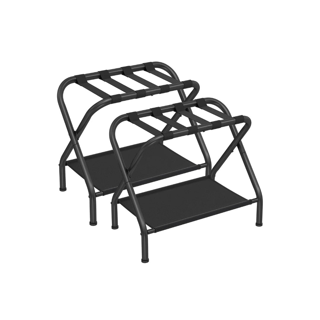 Folding Luggage Rack With Shelf Steel Suitcase Stand – product view 1 | Ridgefield Furniture