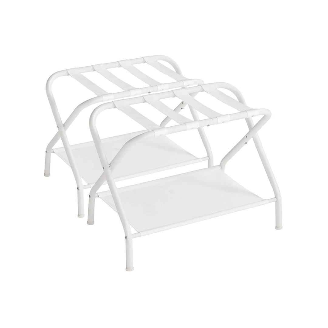 Folding Luggage Rack With Shelf Steel Suitcase Stand – product view 3 | Ridgefield Furniture