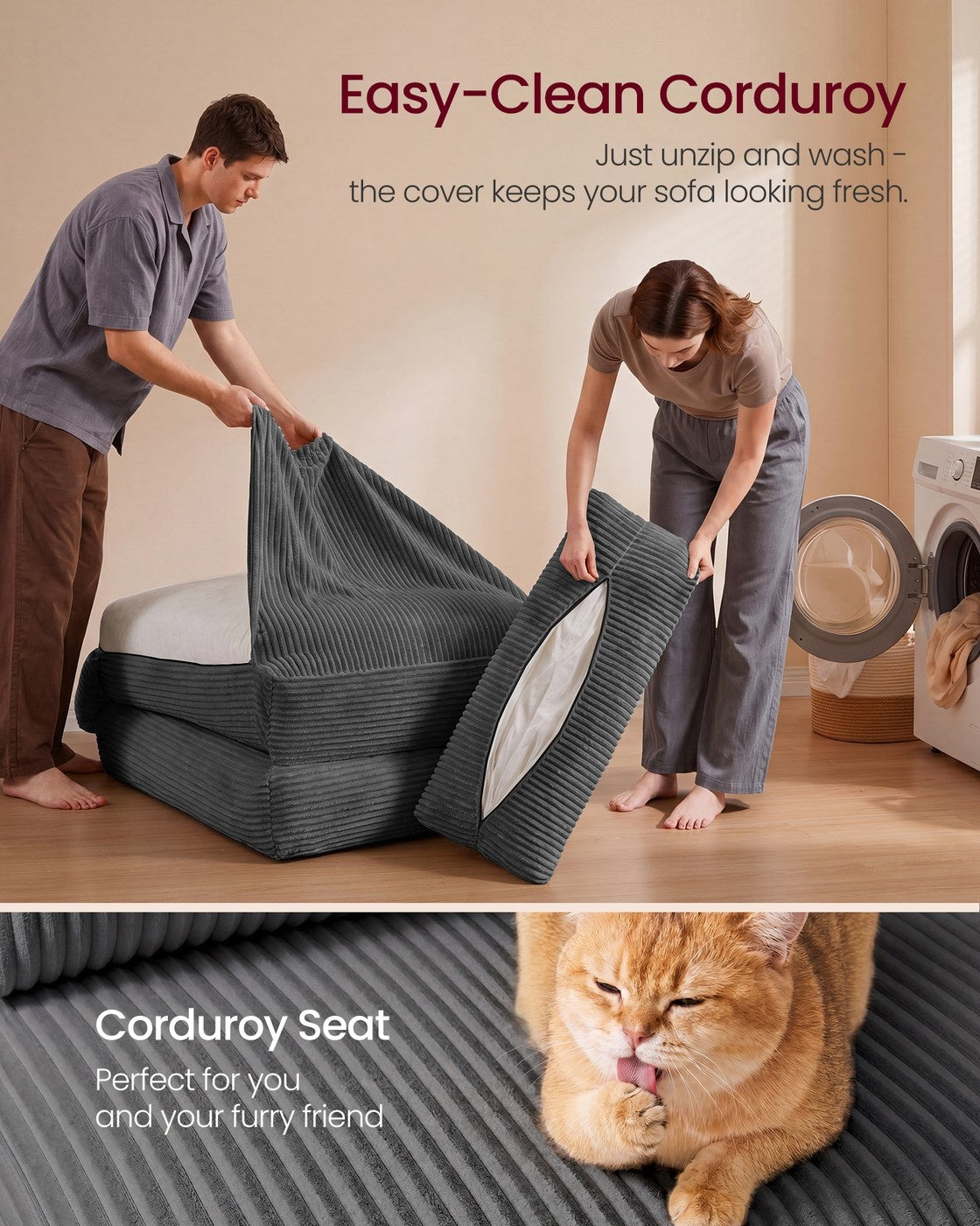 Folding Sofa Bed Convertible Chair Bed With Pillow Sleeper Chair - product photo 05