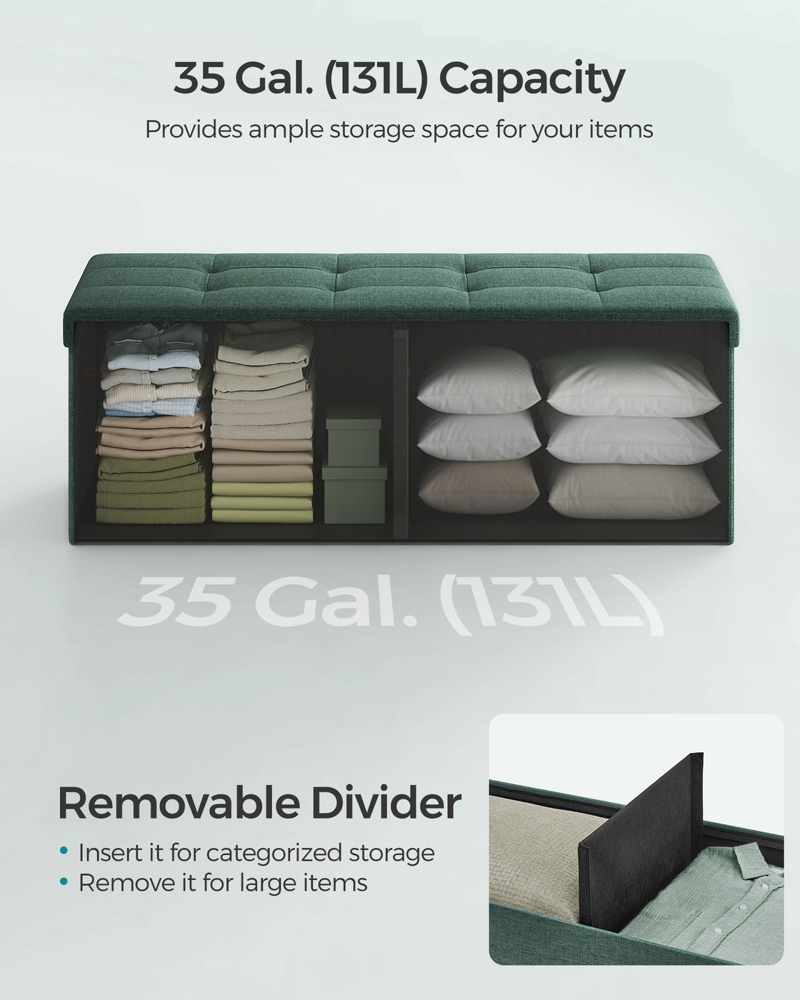 Folding Storage Ottoman Bench - product photo 04