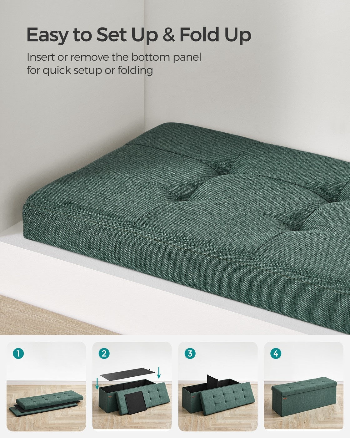 Folding Storage Ottoman Bench - product photo 05