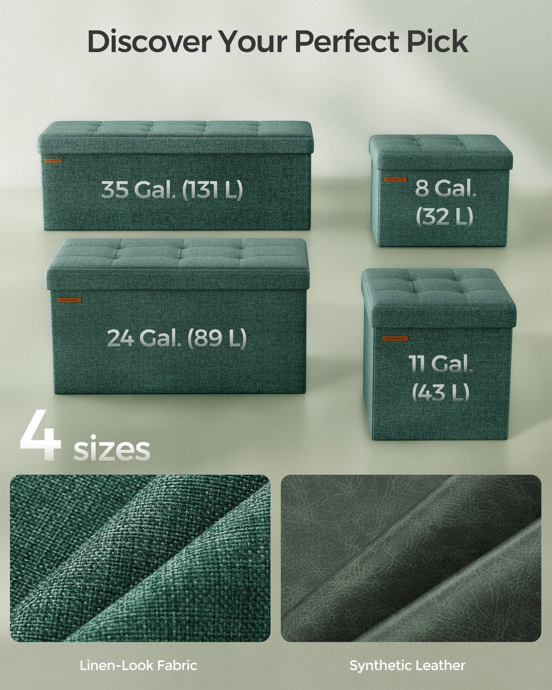 Folding Storage Ottoman Bench - product photo 07