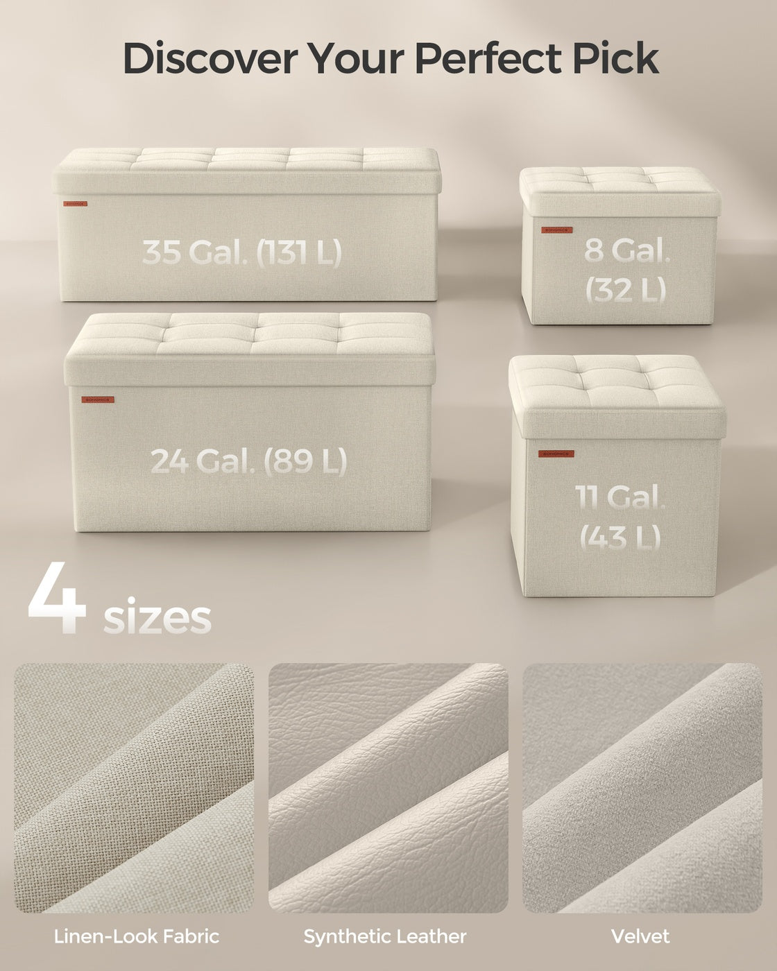 Folding Storage Ottoman Bench - product photo 14