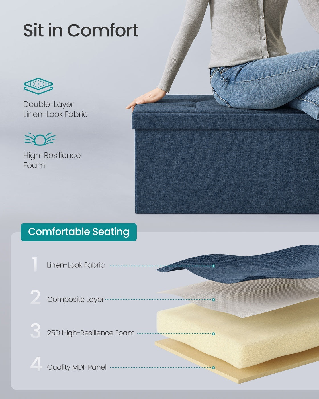 Folding Storage Ottoman Bench - product photo 19
