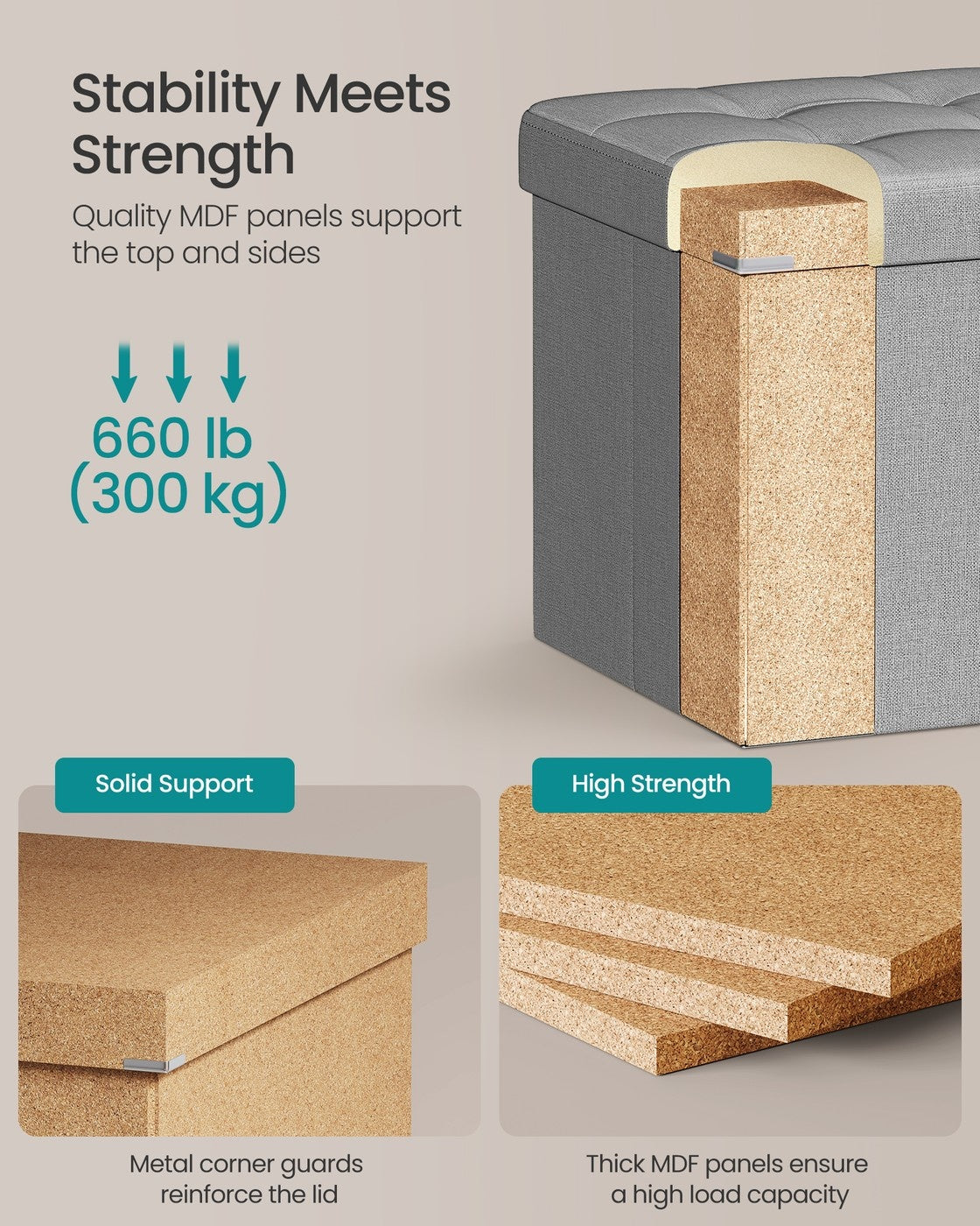Folding Storage Ottoman Bench - product photo 24