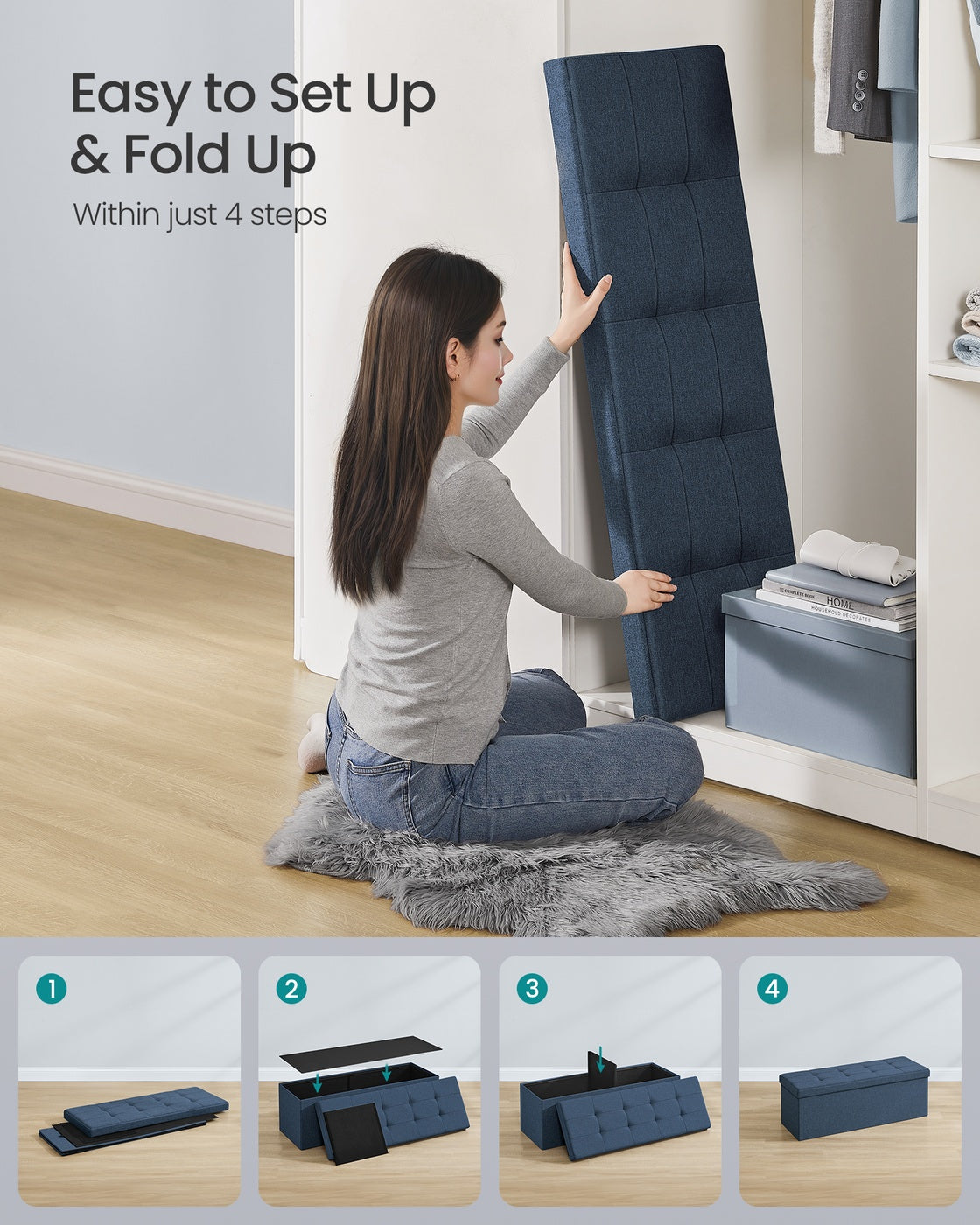 Folding Storage Ottoman Bench - product photo 47