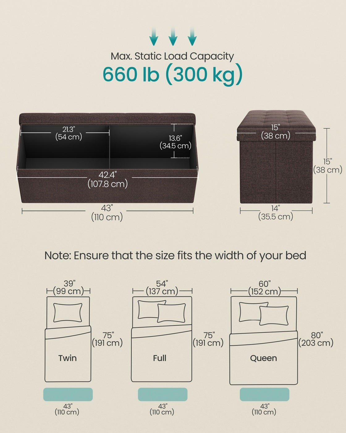 Folding Storage Ottoman Bench With Lid, 30 Or 43 Inch Storage Seat - product photo 112