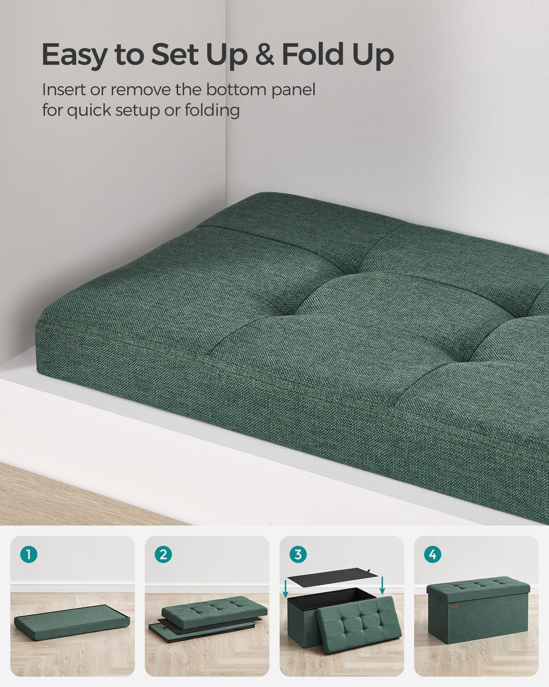 Folding Storage Ottoman Bench With Lid, 30 Or 43 Inch Storage Seat - product photo 71