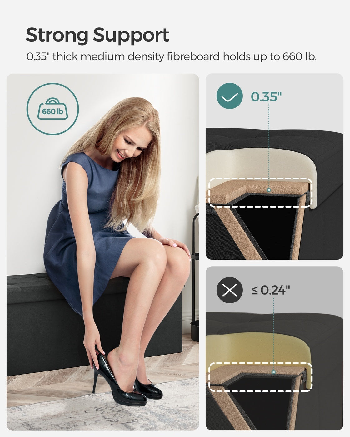Folding Storage Ottoman Bench With Lid, 30 Or 43 Inch Storage Seat - product photo 84