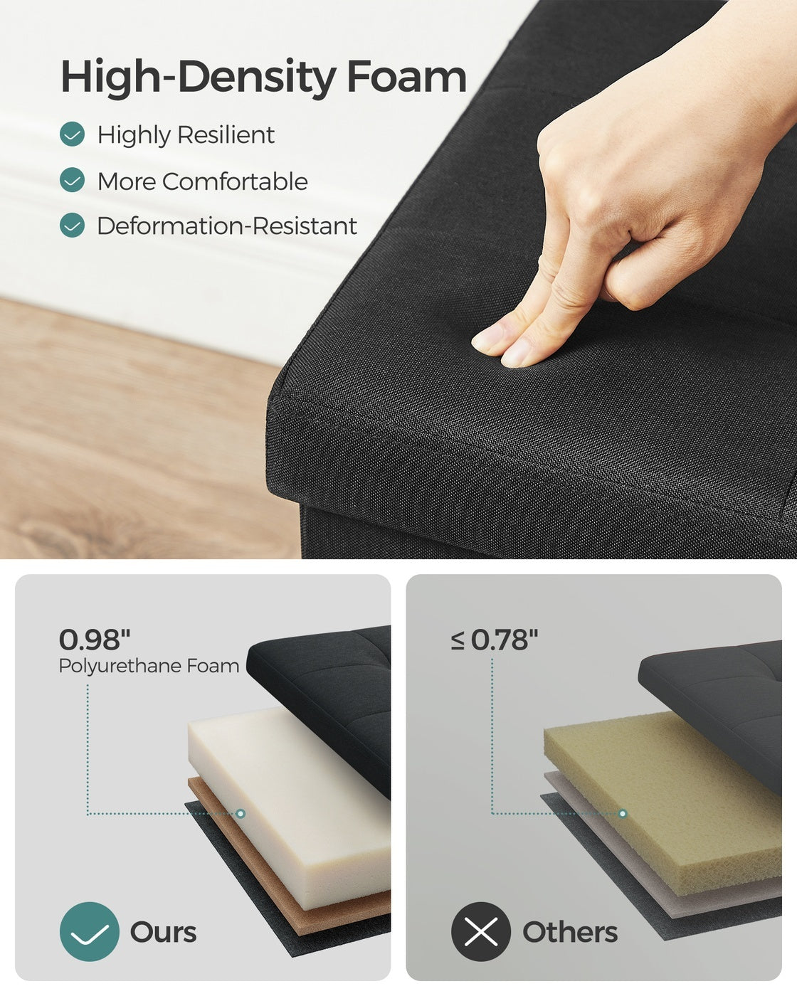 Folding Storage Ottoman Bench With Lid, 30 Or 43 Inch Storage Seat - product photo 86