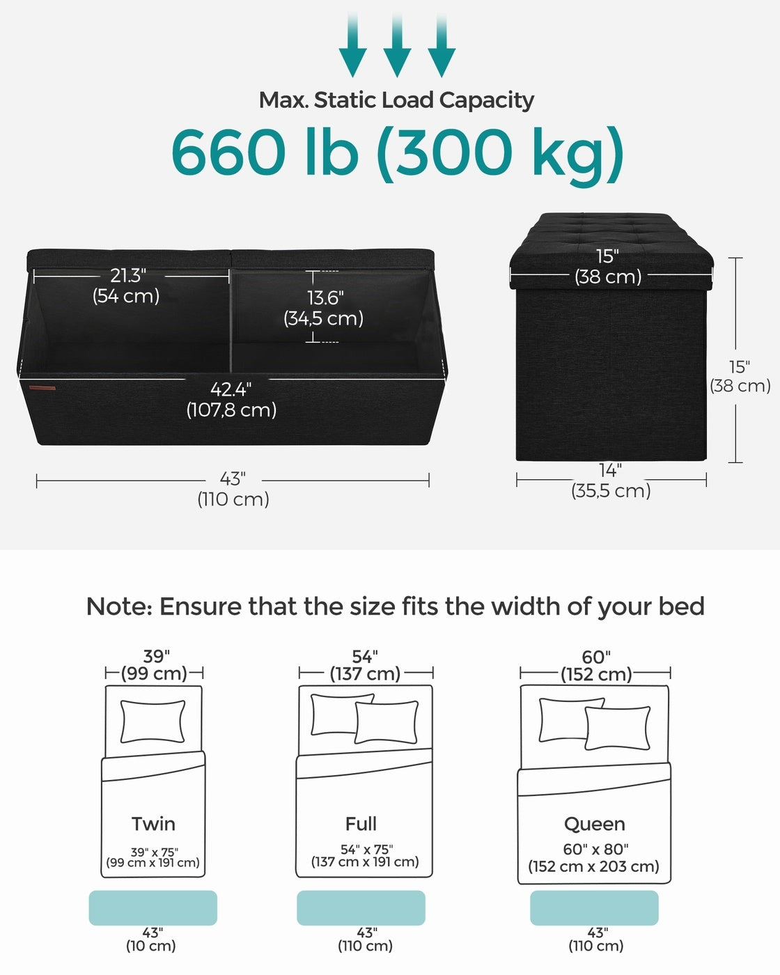 Folding Storage Ottoman Bench With Lid, 30 Or 43 Inch Storage Seat - product photo 87