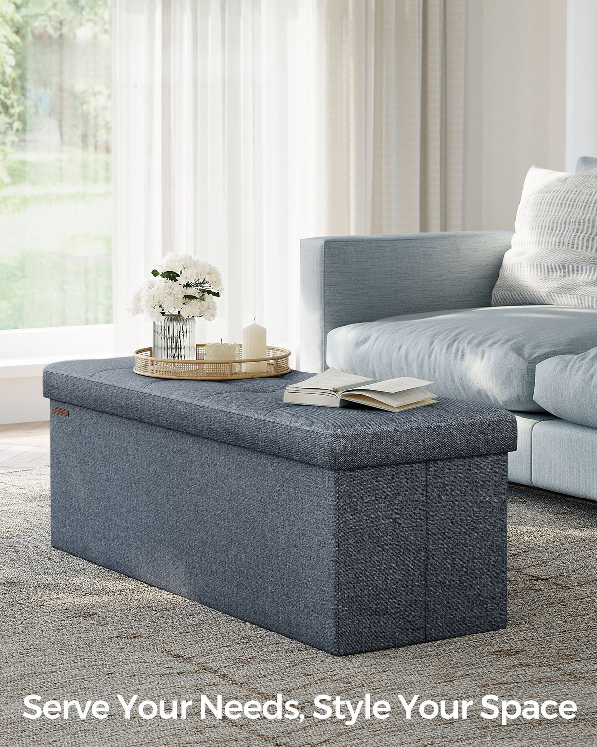 Folding Storage Ottoman Bench With Lid, 30 Or 43 Inch Storage Seat - product photo 94