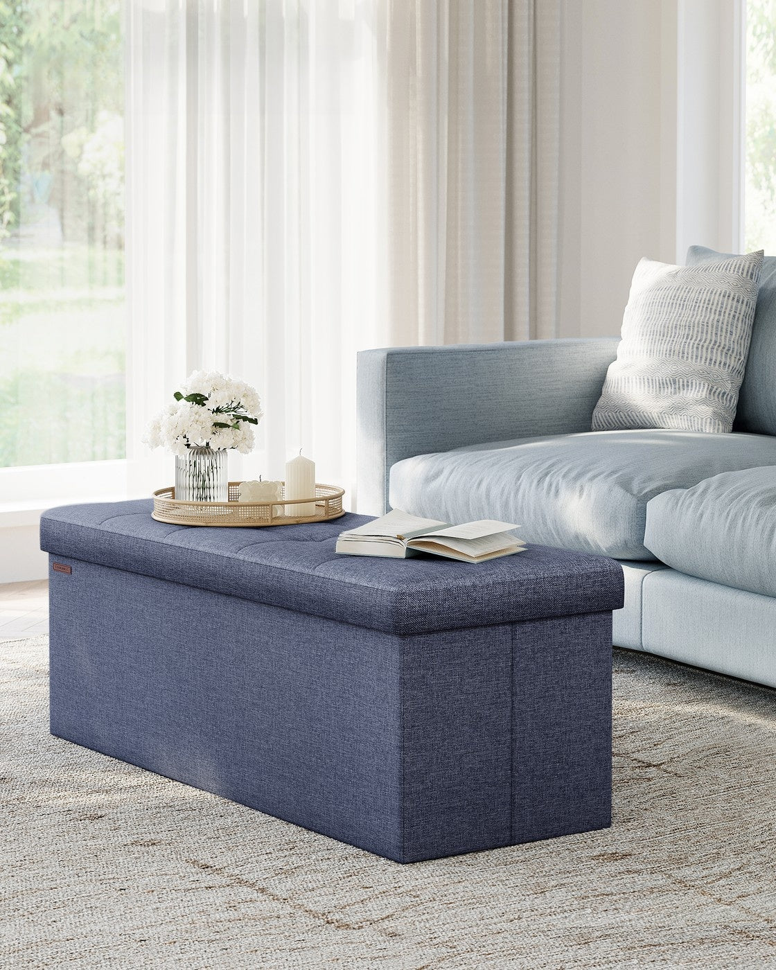 Folding Storage Ottoman Bench With Lid, 30 Or 43 Inch Storage Seat - product photo 95