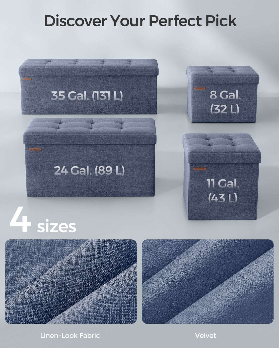 Folding Storage Ottoman Bench With Lid, 30 Or 43 Inch Storage Seat - product photo 99