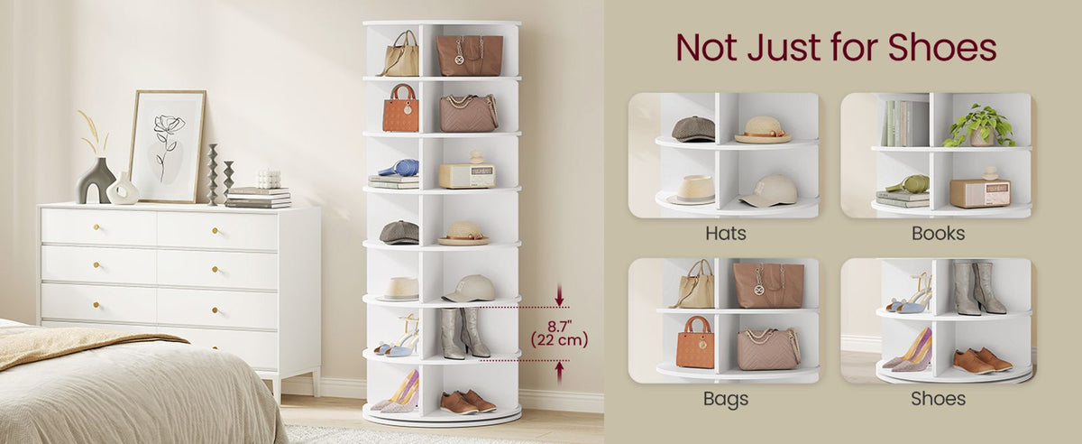 Free Standing Rotating Shoe Rack Tower For Closet Or Small Spaces - product photo 09