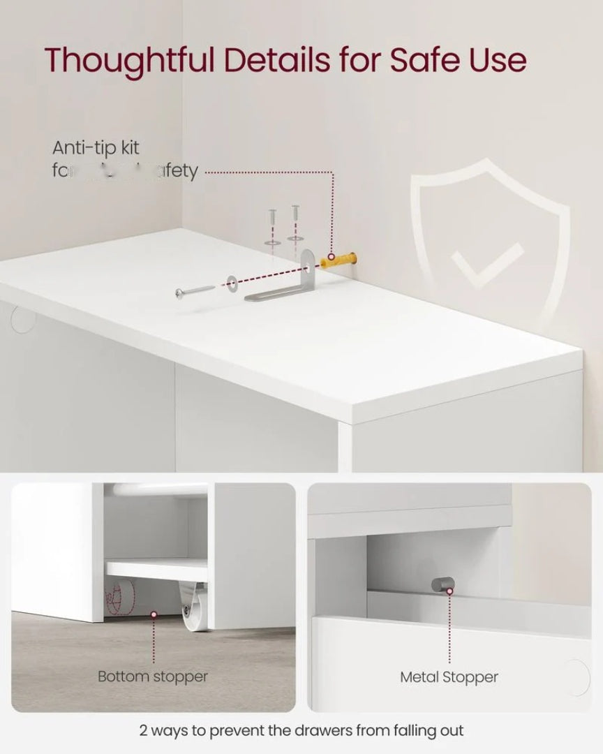 Freestanding Bathroom Cabinet Slim Storage With Drawers 52.9in High – product view 5 | Ridgefield Furniture