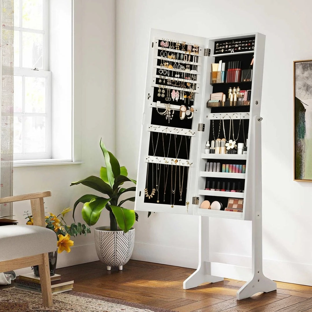Freestanding Mirror Jewelry Cabinet Armoire With Storage – product view 6 | Ridgefield Furniture