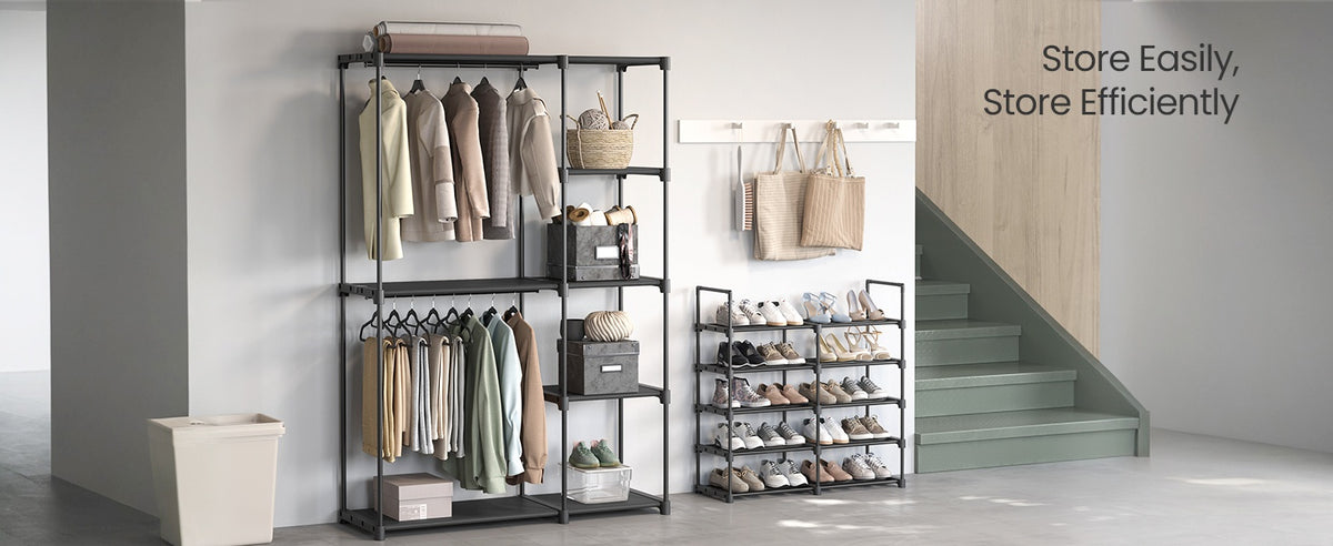 Freestanding Portable Closet With Shelves, 44.1 To 54 Inch Wardrobe - product photo 86