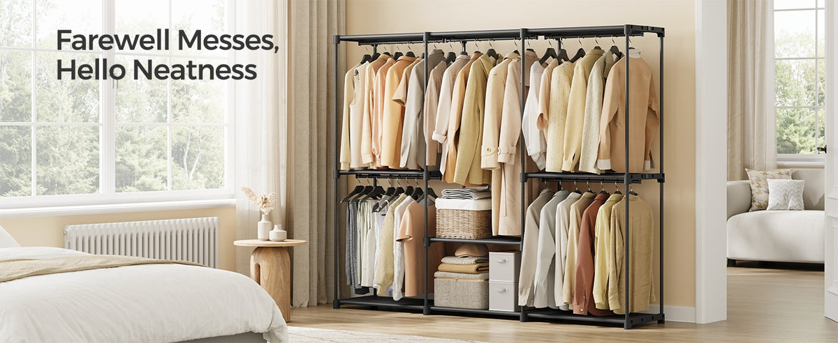 Freestanding Portable Closet With Shelves, 44.1 To 54 Inch Wardrobe - product photo 88