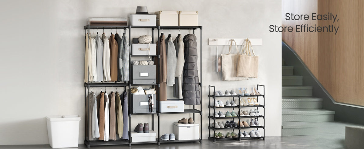 Freestanding Portable Closet With Shelves, 44.1 To 54 Inch Wardrobe - product photo 91