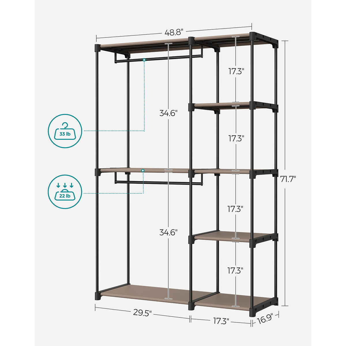 Freestanding Portable Closet With Shelves - product photo 30
