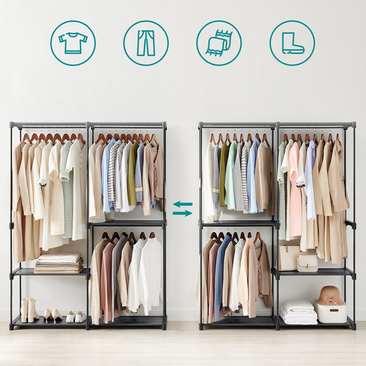 Freestanding Portable Closet With Shelves - product photo 35
