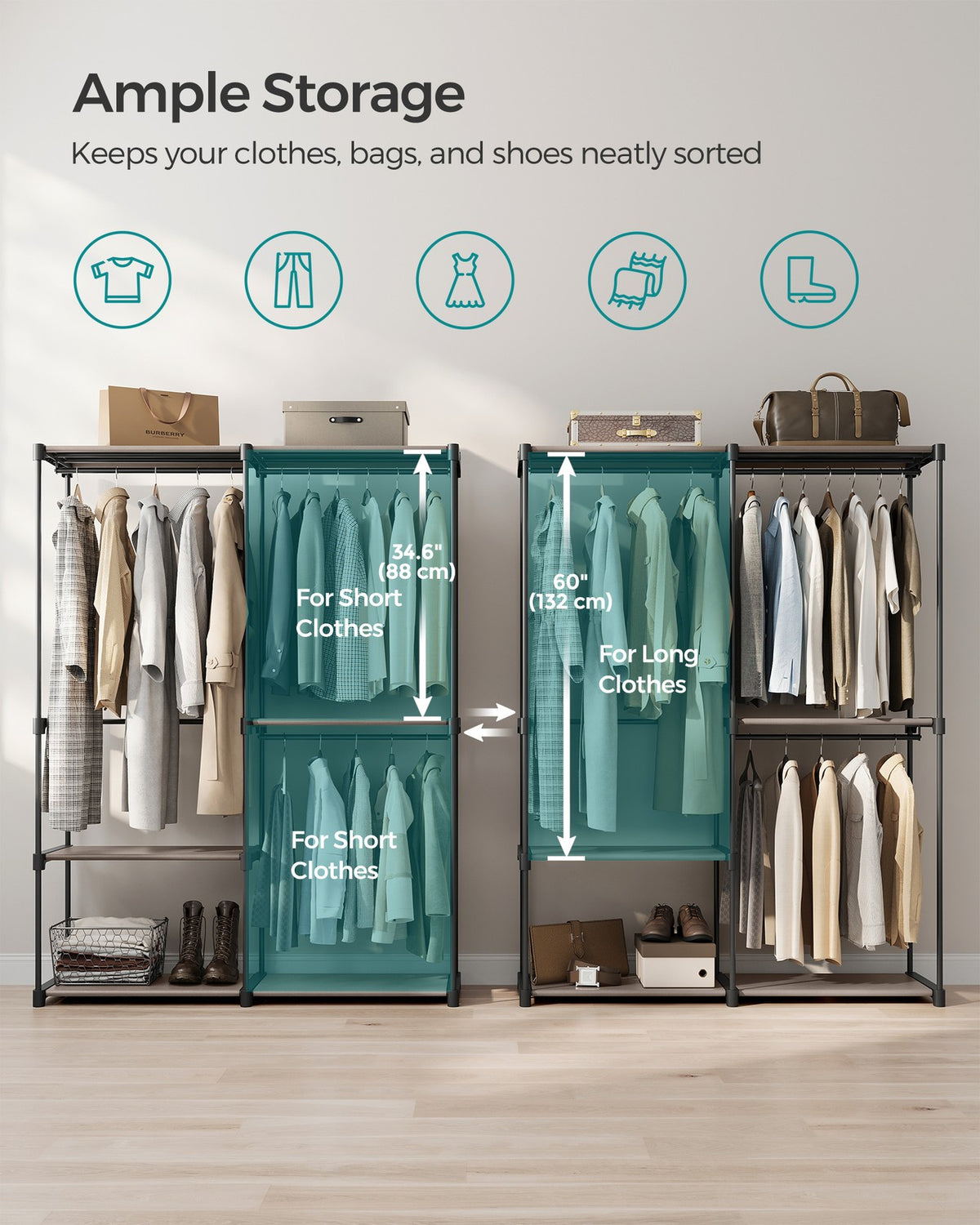 Freestanding Portable Closet With Shelves - product photo 43