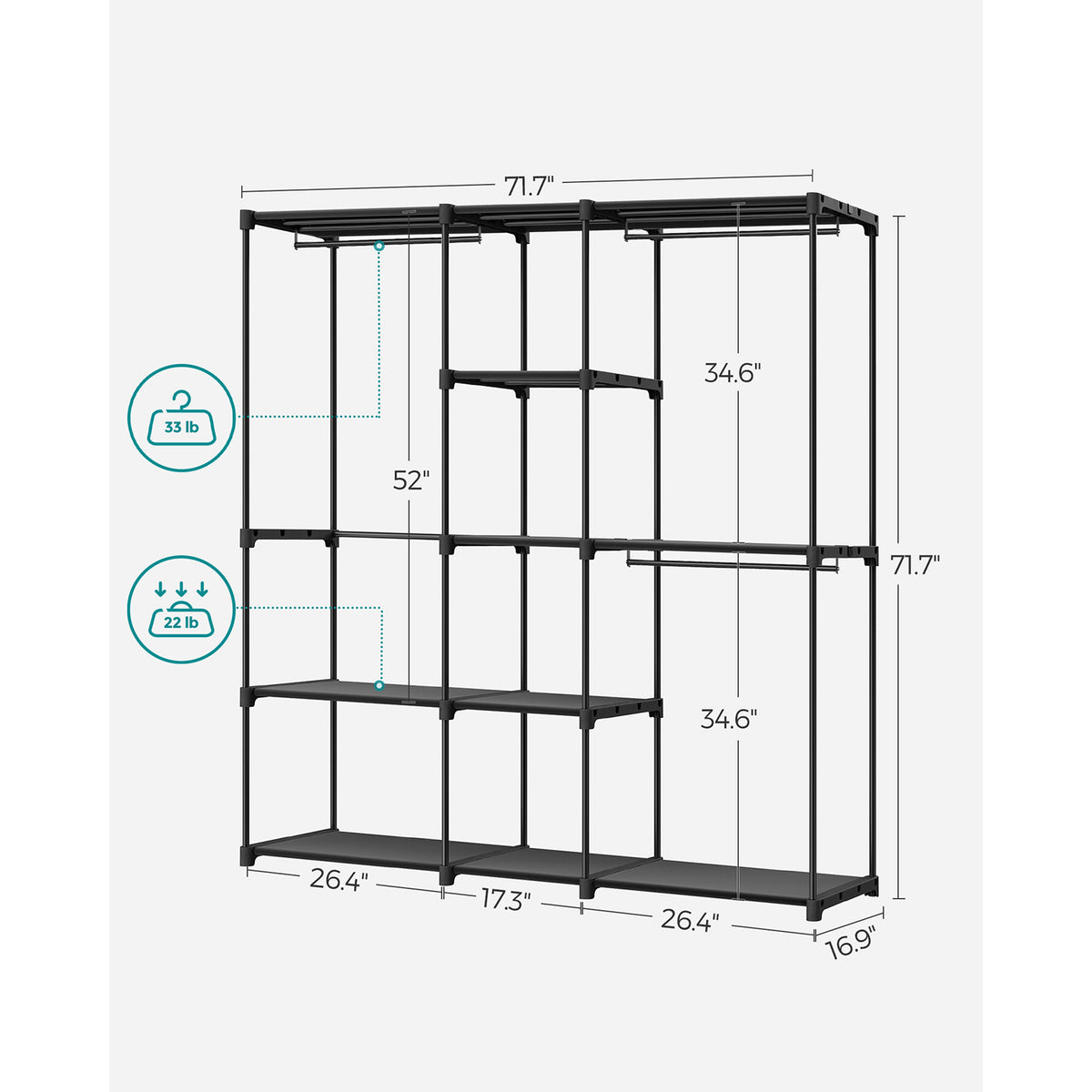 Freestanding Portable Closet With Shelves - product photo 60