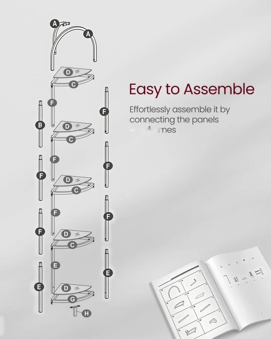 Glass Corner Shelf Stand 3 Or 5 Tier Storage Display Shelf – product view 11 | Ridgefield Furniture