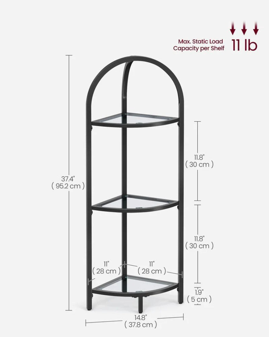 Glass Corner Shelf Stand 3 Or 5 Tier Storage Display Shelf – product view 15 | Ridgefield Furniture