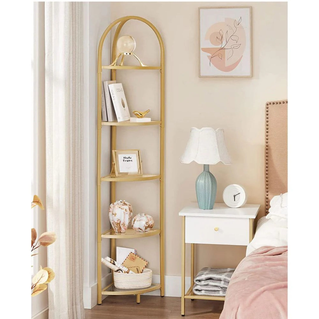 Glass Corner Shelf Stand 3 Or 5 Tier Storage Display Shelf – product view 23 | Ridgefield Furniture