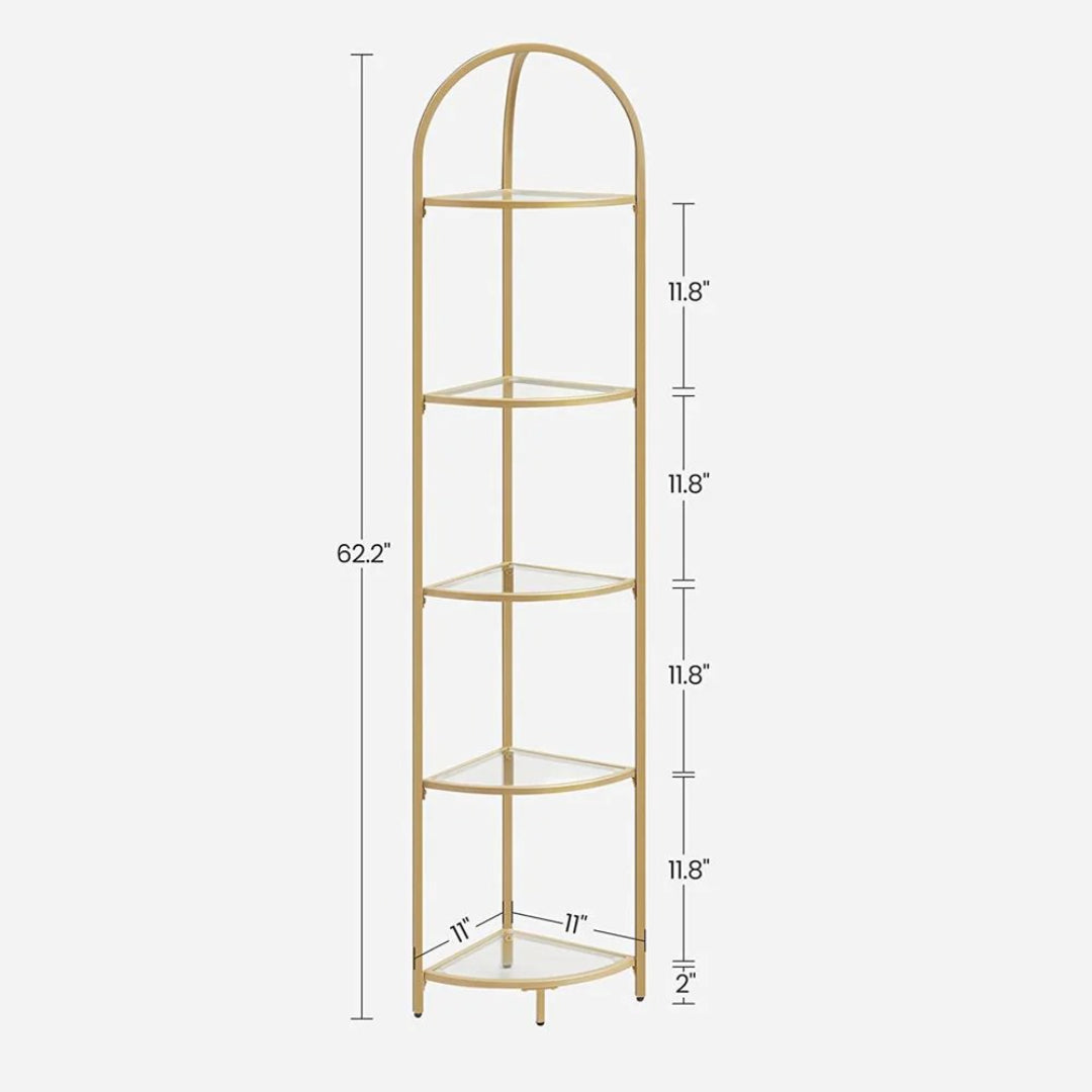 Glass Corner Shelf Stand 3 Or 5 Tier Storage Display Shelf – product view 24 | Ridgefield Furniture