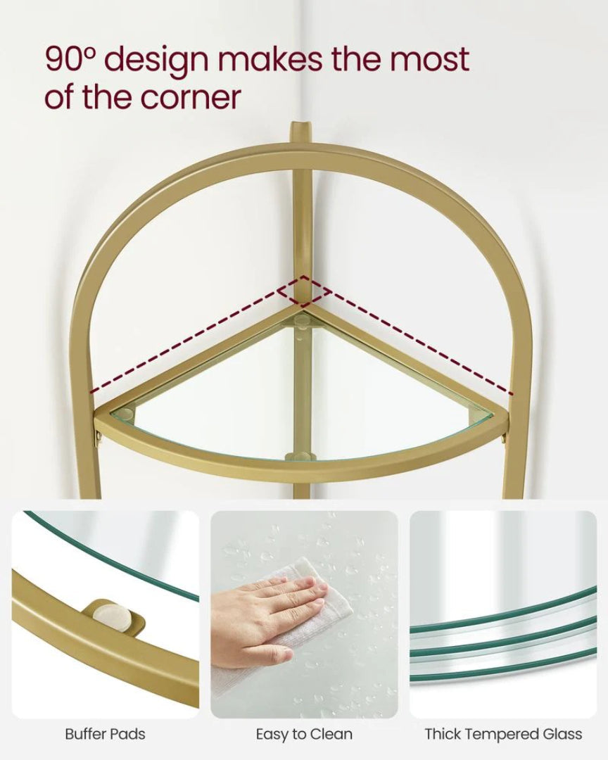 Glass Corner Shelf Stand 3 Or 5 Tier Storage Display Shelf – product view 27 | Ridgefield Furniture